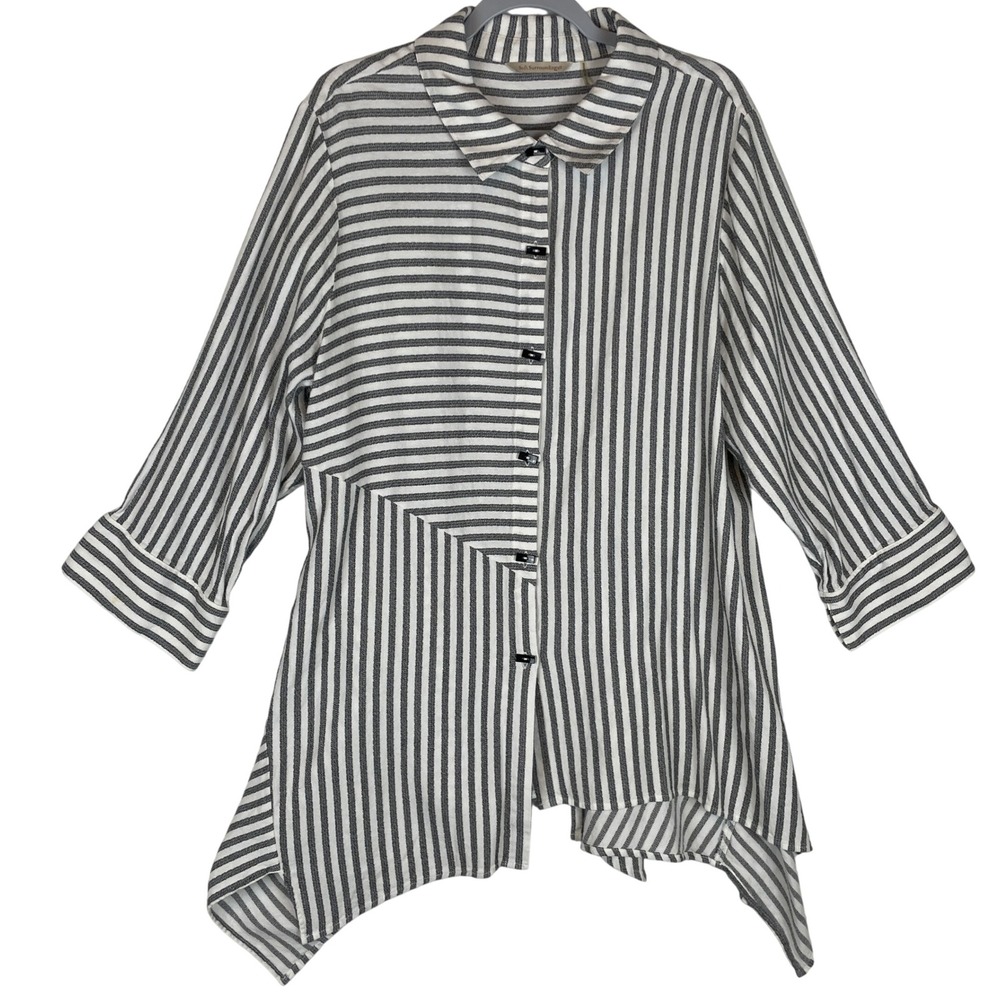 Soft Surroundings Striped‎ Asymmetrical Tunic Shirt Women's Size L